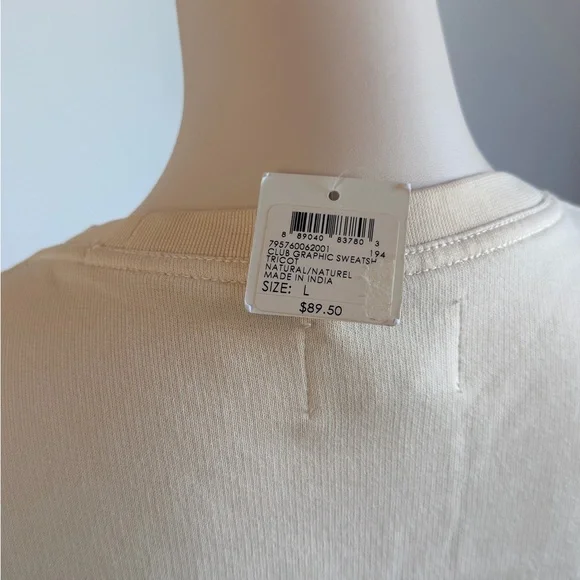 Club Monaco Monaco Graphic Sweatshirt Cream Women’s L / Men’s M Unisex NWT - Picture 5 of 10